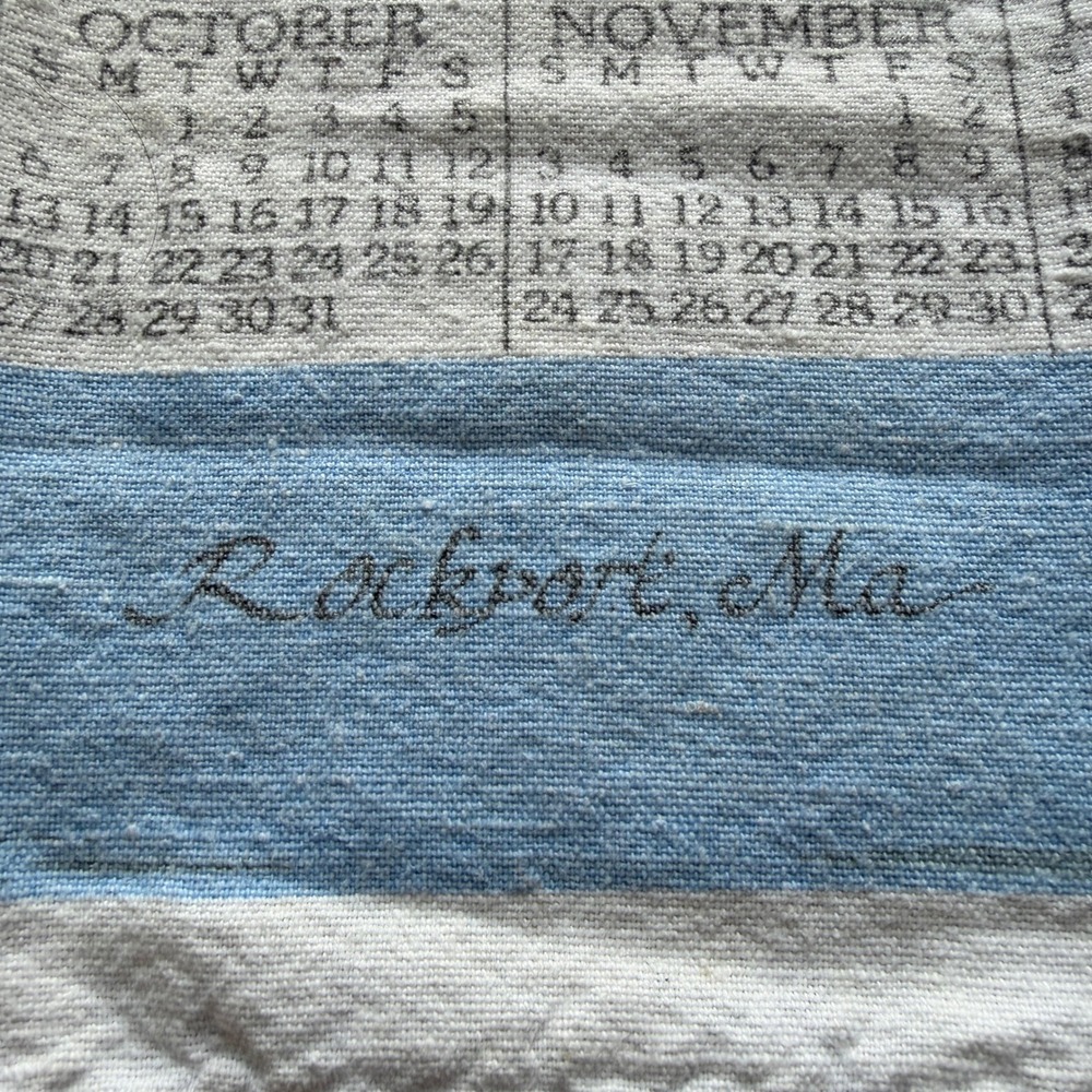 Vintage 1991 Rockport MA Motif No 1 Linen Calendar Tea Towel Red Fishing Shack - Picture 4 of 7